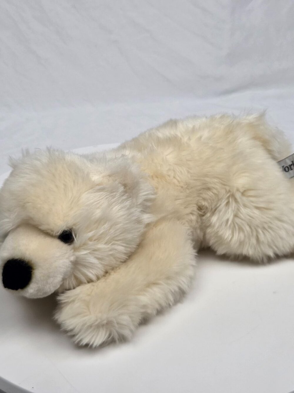 Sea World Polar Bear Plush Fluffy Stuffed Animal Cream Laying 13"